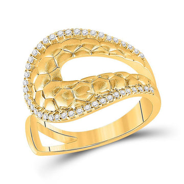 14kt Yellow Gold Womens Round Diamond Scale Fashion Ring 1/4 Cttw