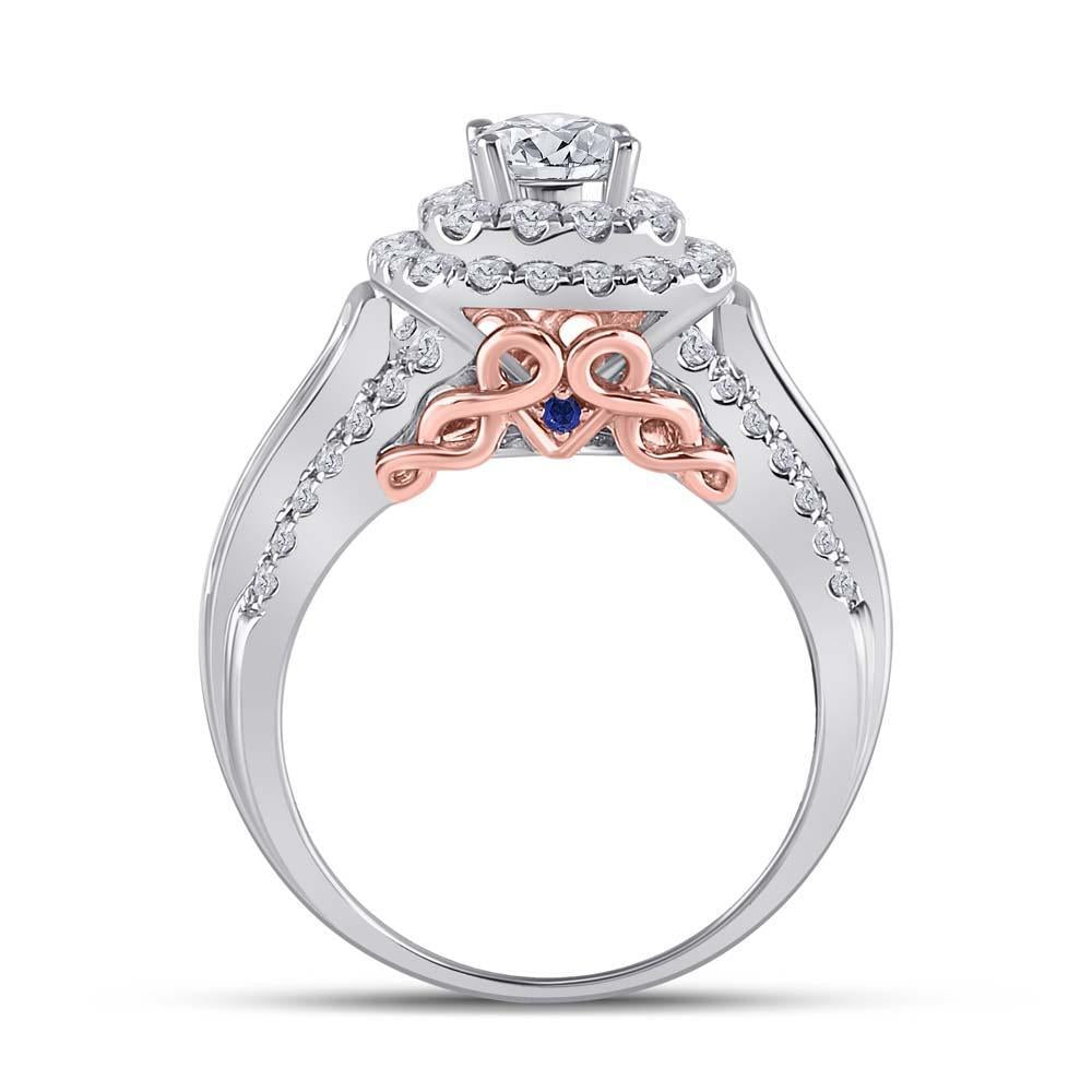 14kt Two-tone Gold Round Diamond Bridal Wedding Ring Band Set 2 Cttw