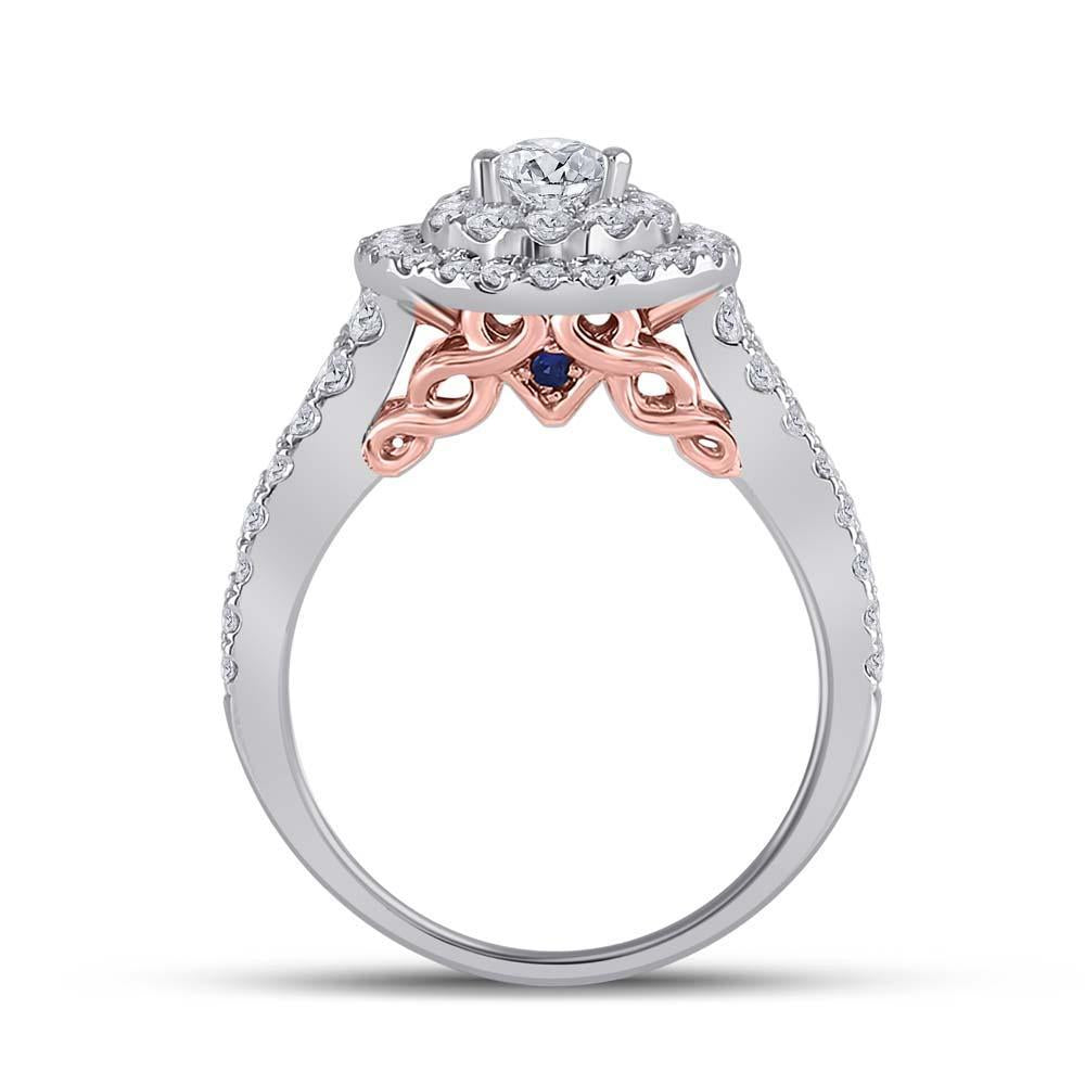 14kt Two-tone Gold Pear Diamond Bridal Wedding Ring Band Set 2 Cttw