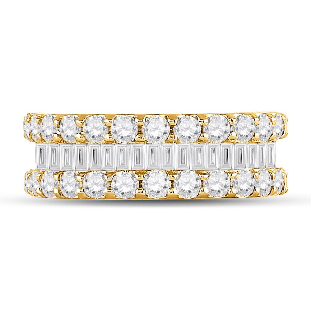 14kt Yellow Gold Womens Baguette Diamond Anniversary Ring 2-5/8 Cttw