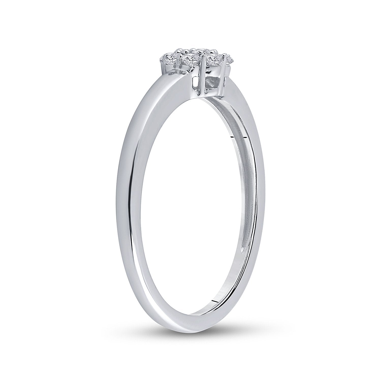 14kt White Gold Round Diamond Cluster Bridal Wedding Engagement Ring 1/5 Cttw