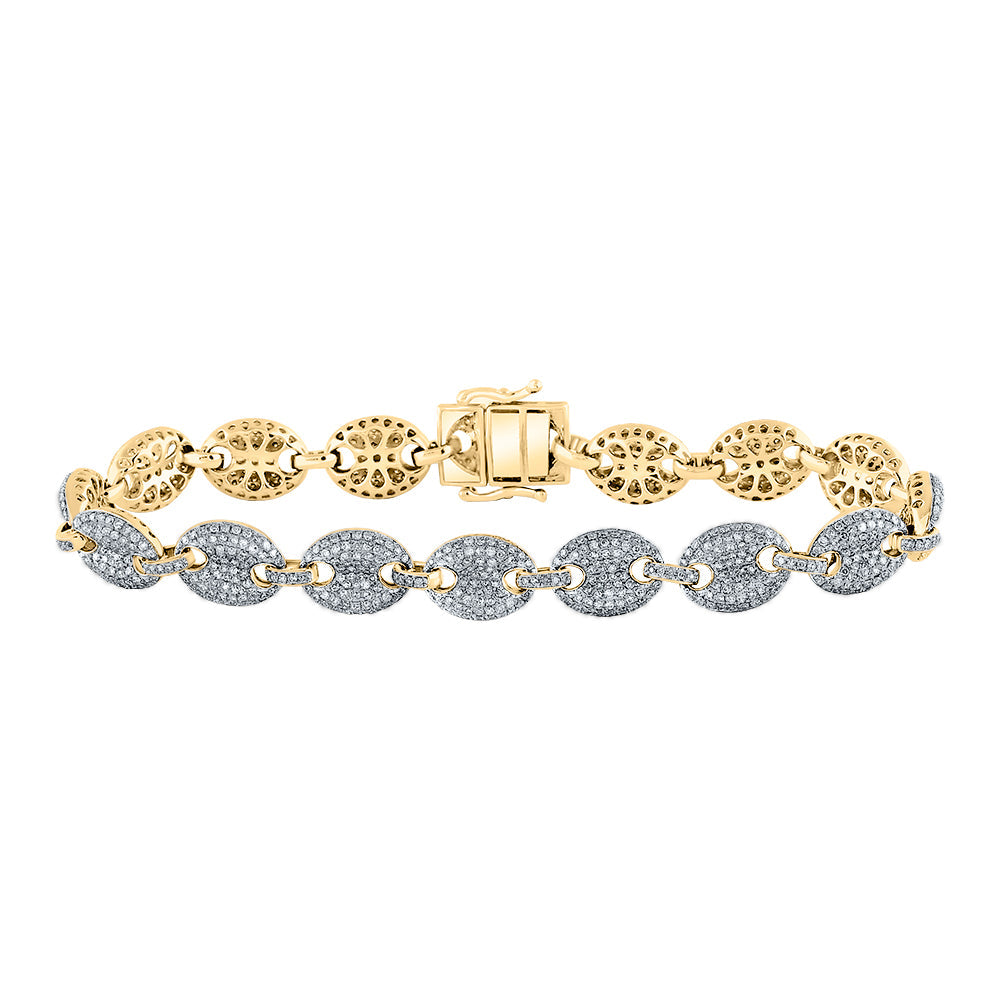 14kt Yellow Gold Mens Round Diamond Mariner Link Bracelet 5-1/2 Cttw