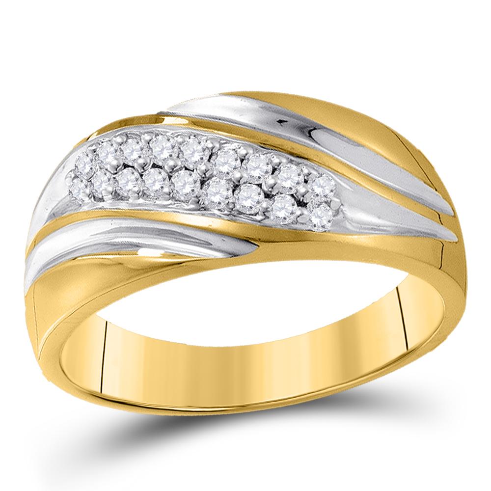 10kt Yellow Gold Mens Round Diamond Wedding Band Ring 1/4 Cttw