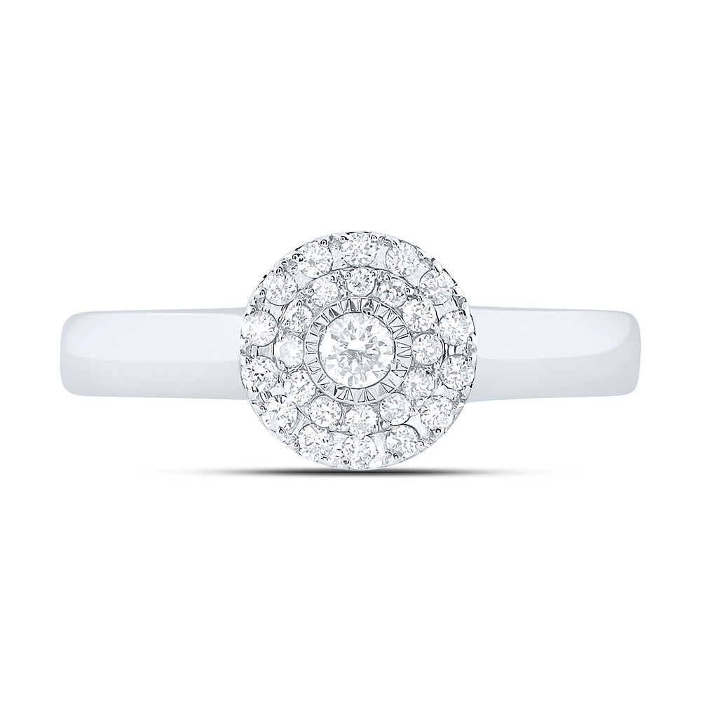 10kt White Gold Womens Round Diamond Cluster Ring 1/4 Cttw