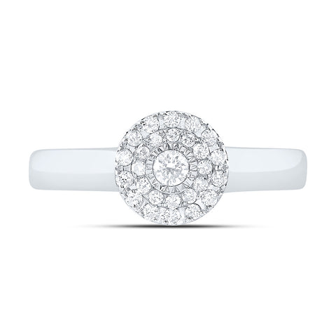 10kt White Gold Womens Round Diamond Cluster Ring 1/4 Cttw