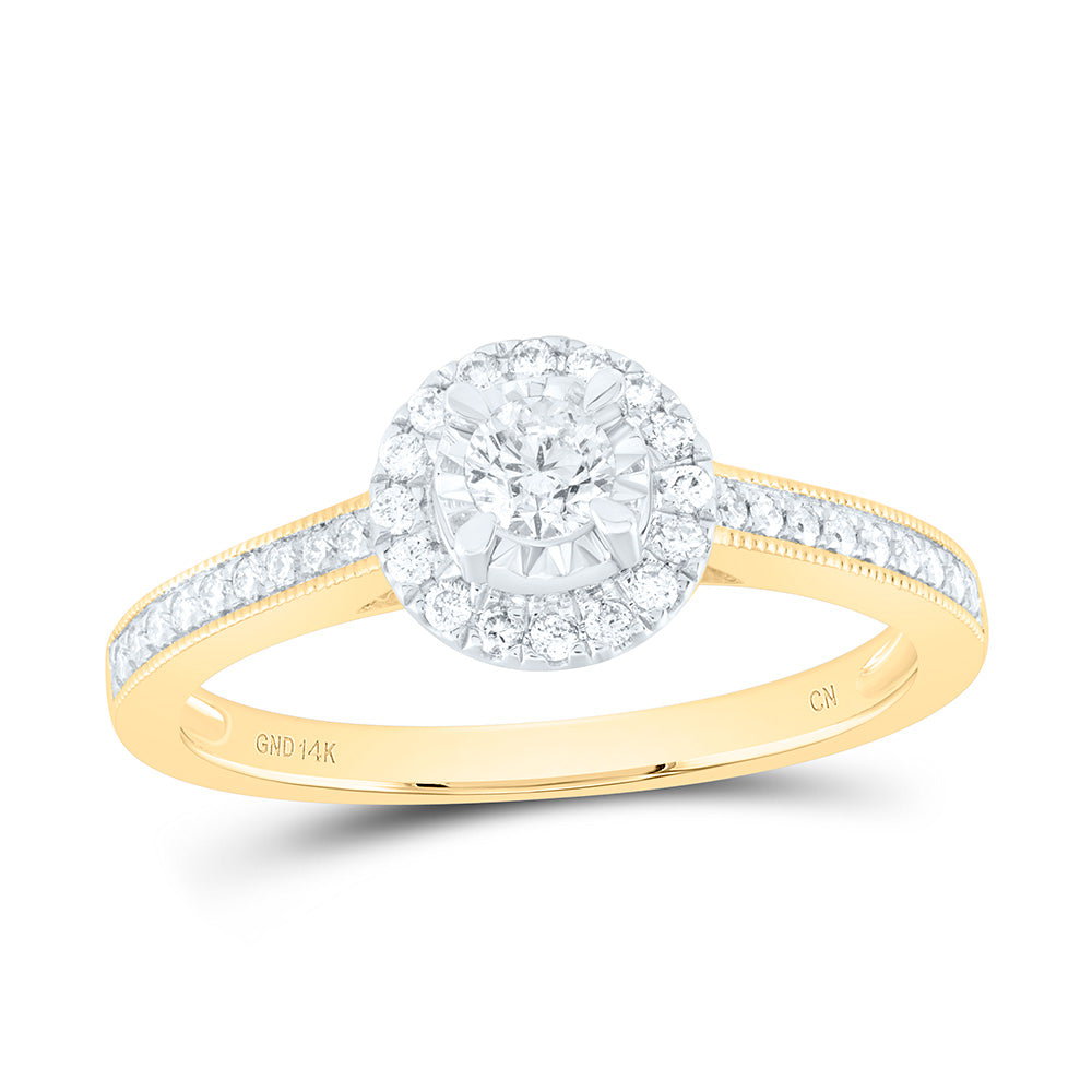 14kt Yellow Gold Round Diamond Solitaire Bridal Wedding Engagement Ring 3/8 Cttw