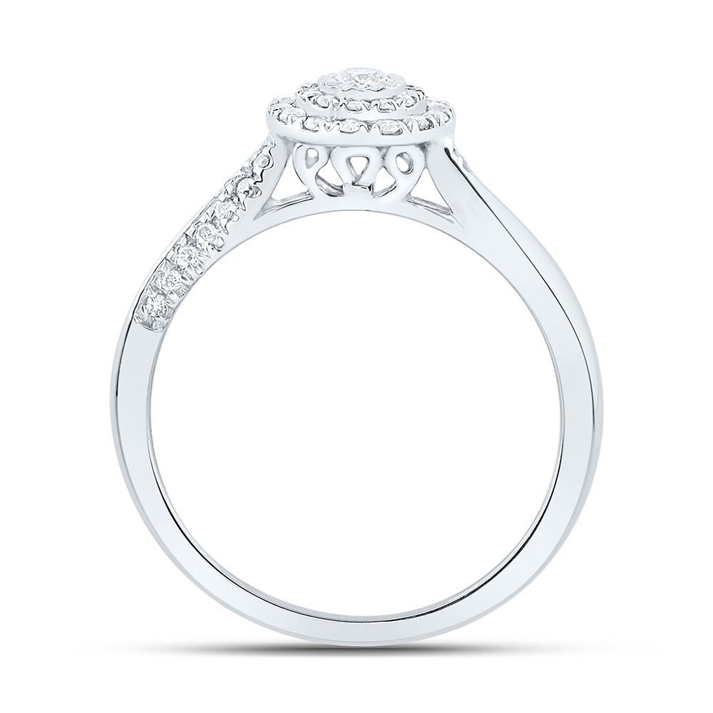 10kt White Gold Womens Round Diamond Cluster Ring 1/4 Cttw