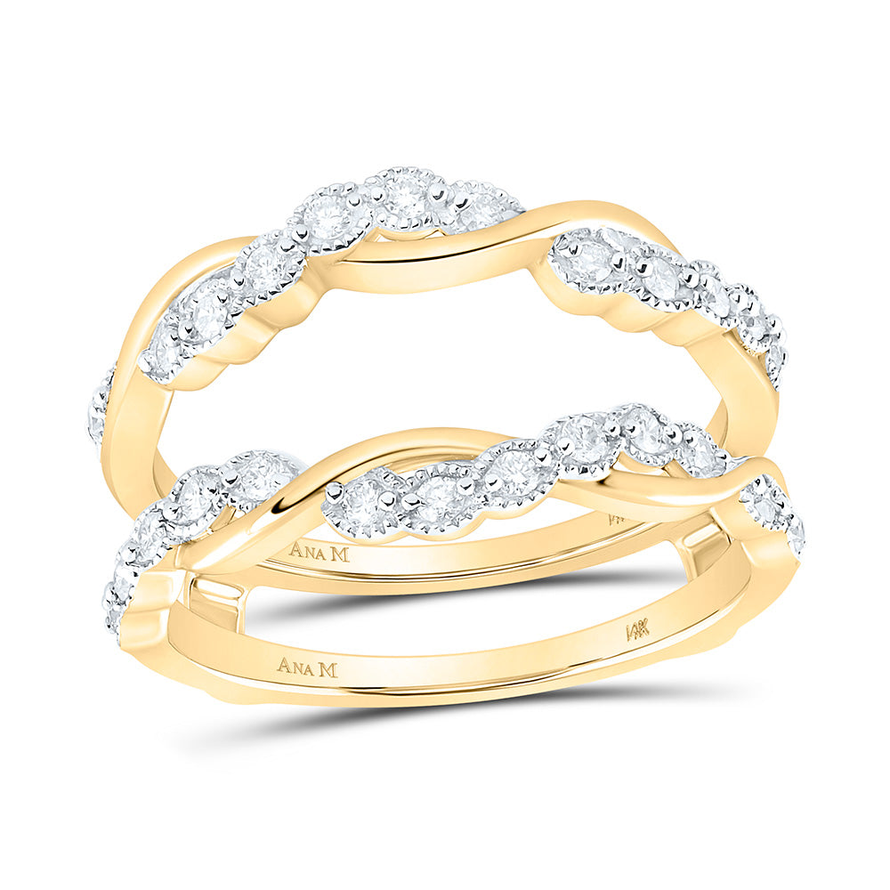 14kt Yellow Gold Womens Round Diamond Wrap Enhancer Wedding Band 1/3 Cttw