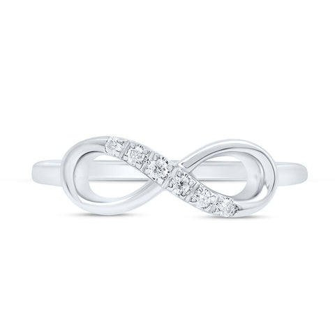 10kt White Gold Womens Round Diamond Infinity Band Ring 1/20 Cttw