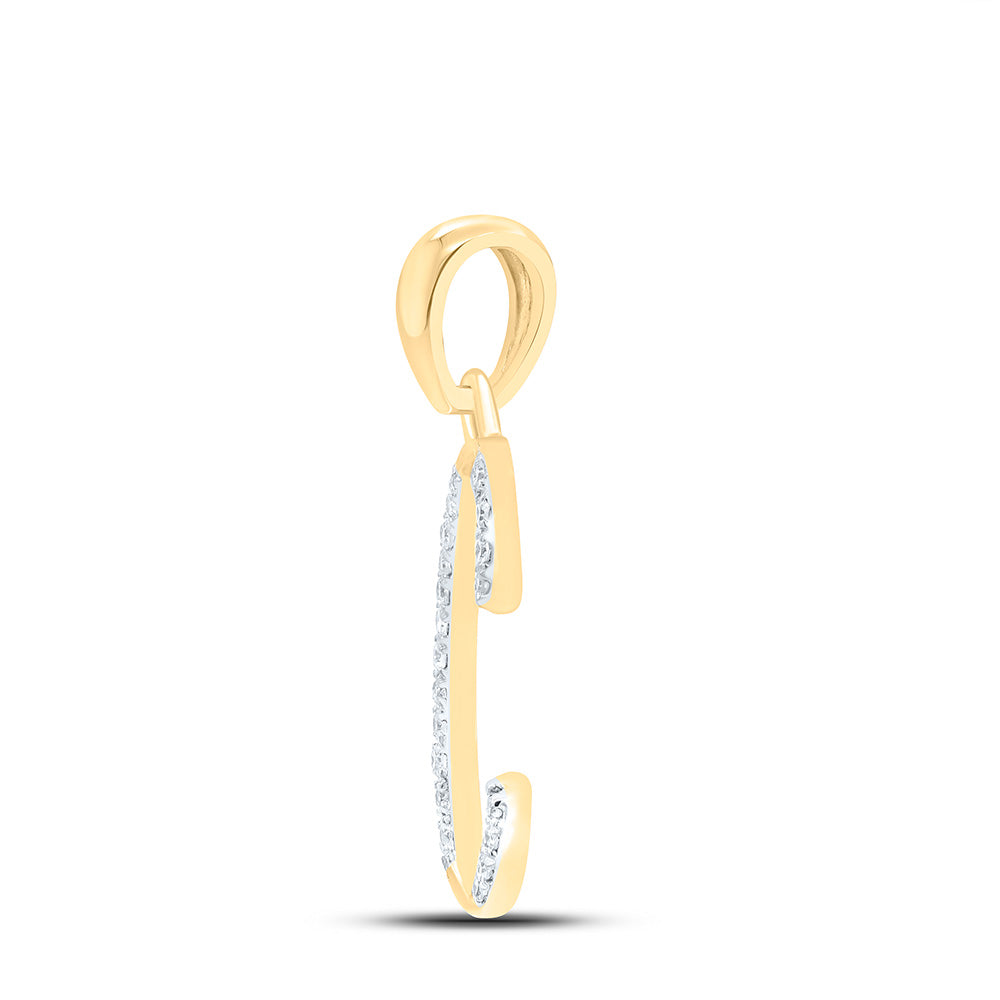 10kt Yellow Gold Womens Round Diamond C Initial Letter Pendant 1/20 Cttw