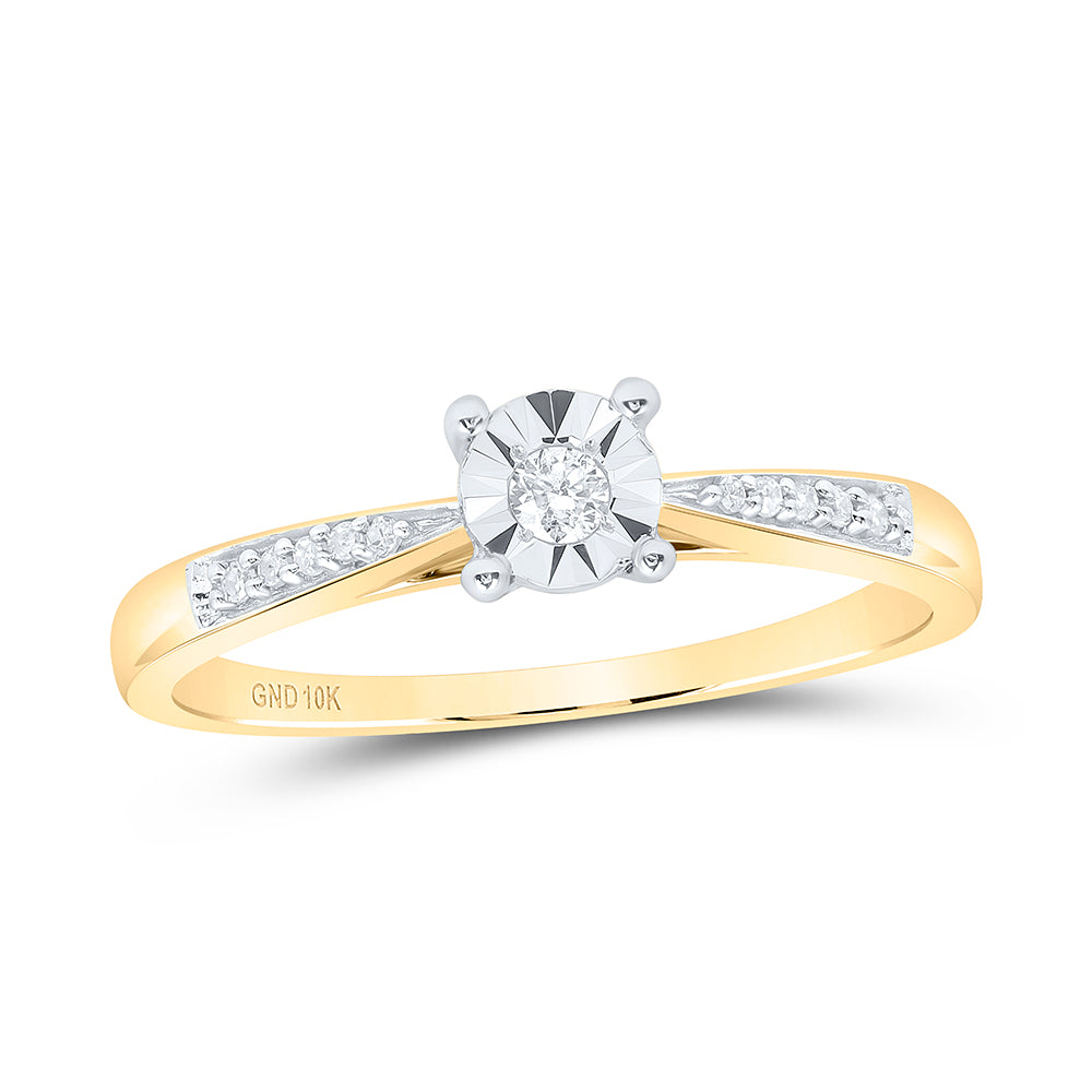 10kt Yellow Gold Round Diamond Solitaire Bridal Wedding Engagement Ring 1/10 Cttw