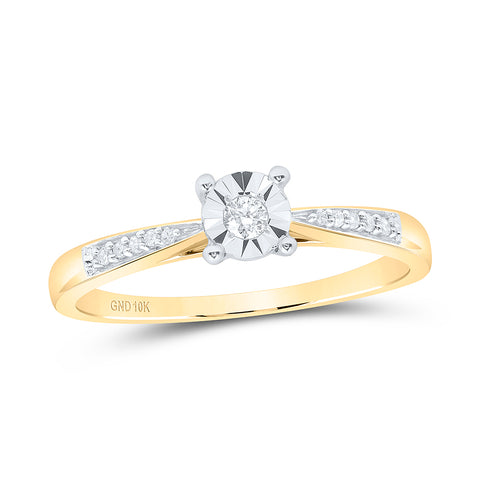 10kt Yellow Gold Round Diamond Solitaire Bridal Wedding Engagement Ring 1/10 Cttw