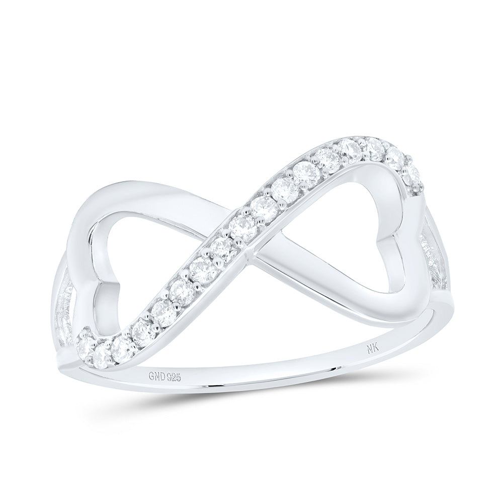 Sterling Silver White Diamond Infinity-weave Heart Womens Band Ring 1/6 Cttw