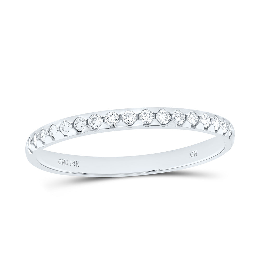 14kt White Gold Womens Round Diamond Machine-set Band Ring 1/6 Cttw