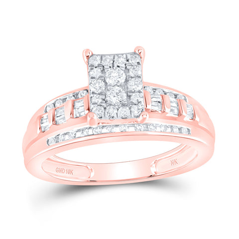 10kt Rose Gold Round Diamond Cluster Bridal Wedding Engagement Ring 1/2 Cttw