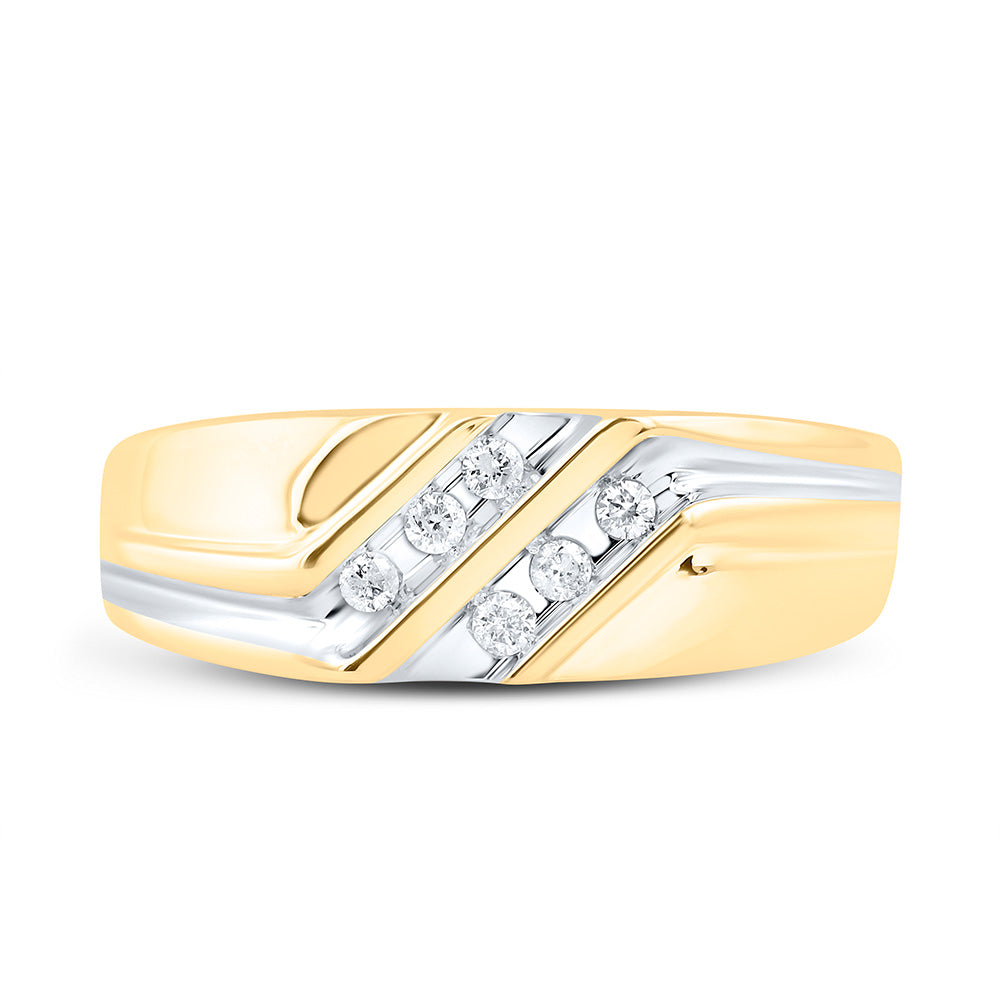 10kt Two-tone Gold Mens Round Diamond Wedding Band Ring 1/8 Cttw