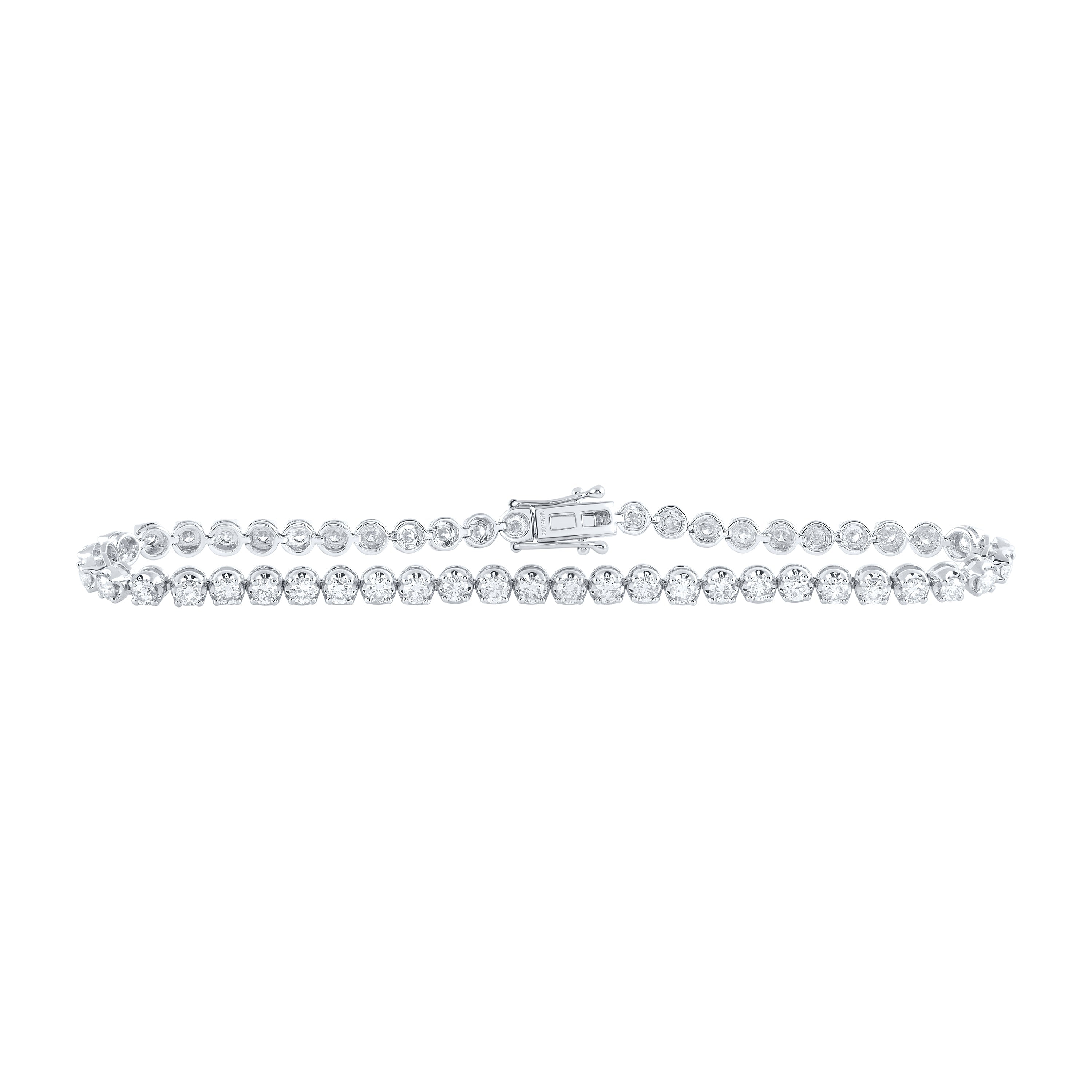 14kt White Gold Womens Round Diamond Classic Tennis Bracelet 4 Cttw