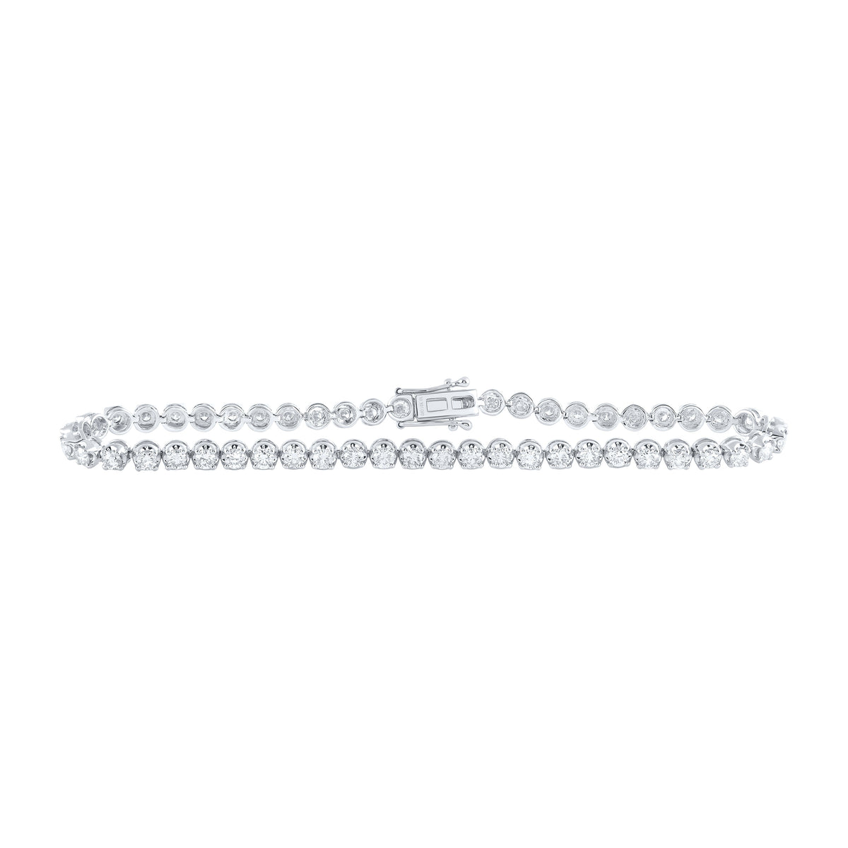 14kt White Gold Womens Round Diamond Classic Tennis Bracelet 4 Cttw