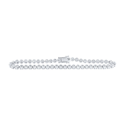 14kt White Gold Womens Round Diamond Classic Tennis Bracelet 4 Cttw