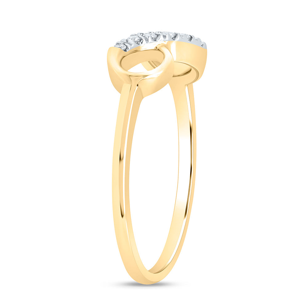 10kt Yellow Gold Womens Round Diamond Infinity Ring 1/20 Cttw