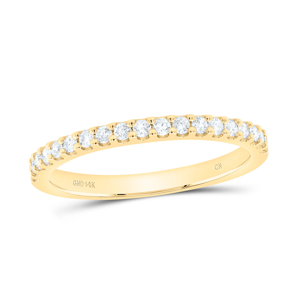 14kt Yellow Gold Womens Round Diamond Wedding Single Row Band 1/4 Cttw
