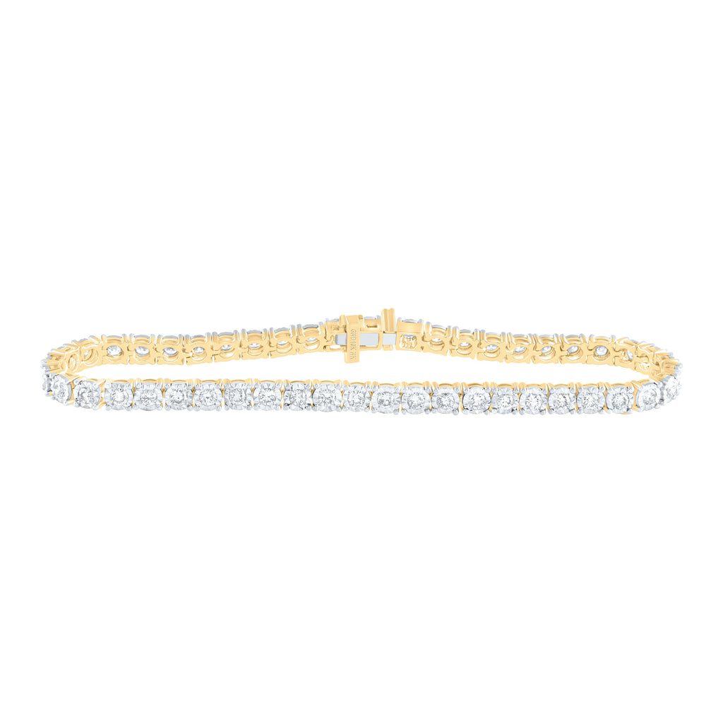 10kt Yellow Gold Womens Round Diamond Classic Tennis Bracelet 2 Cttw