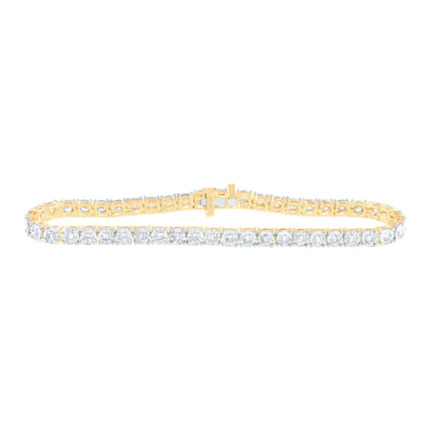 10kt Yellow Gold Womens Round Diamond Classic Tennis Bracelet 2 Cttw