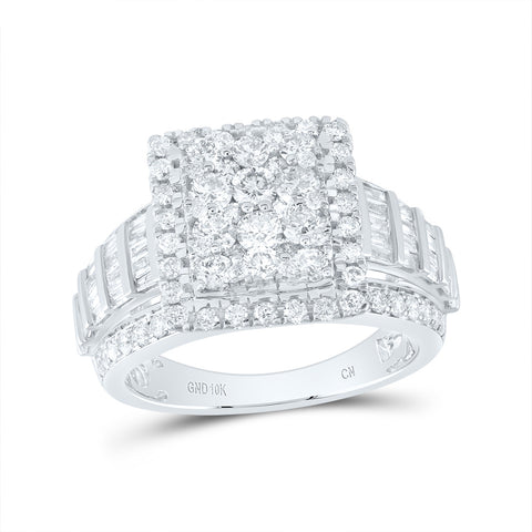 10kt White Gold Round Diamond Cluster Bridal Wedding Engagement Ring 2 Cttw