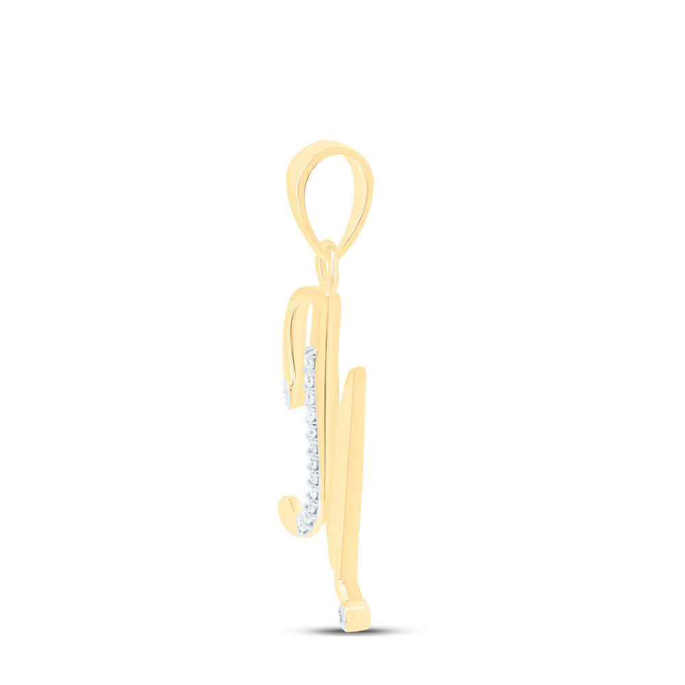10kt Yellow Gold Womens Round Diamond M Initial Letter Pendant 1/20 Cttw