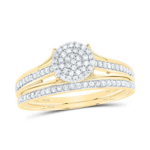 10kt Yellow Gold Round Diamond Bridal Wedding Ring Band Set 1/3 Cttw