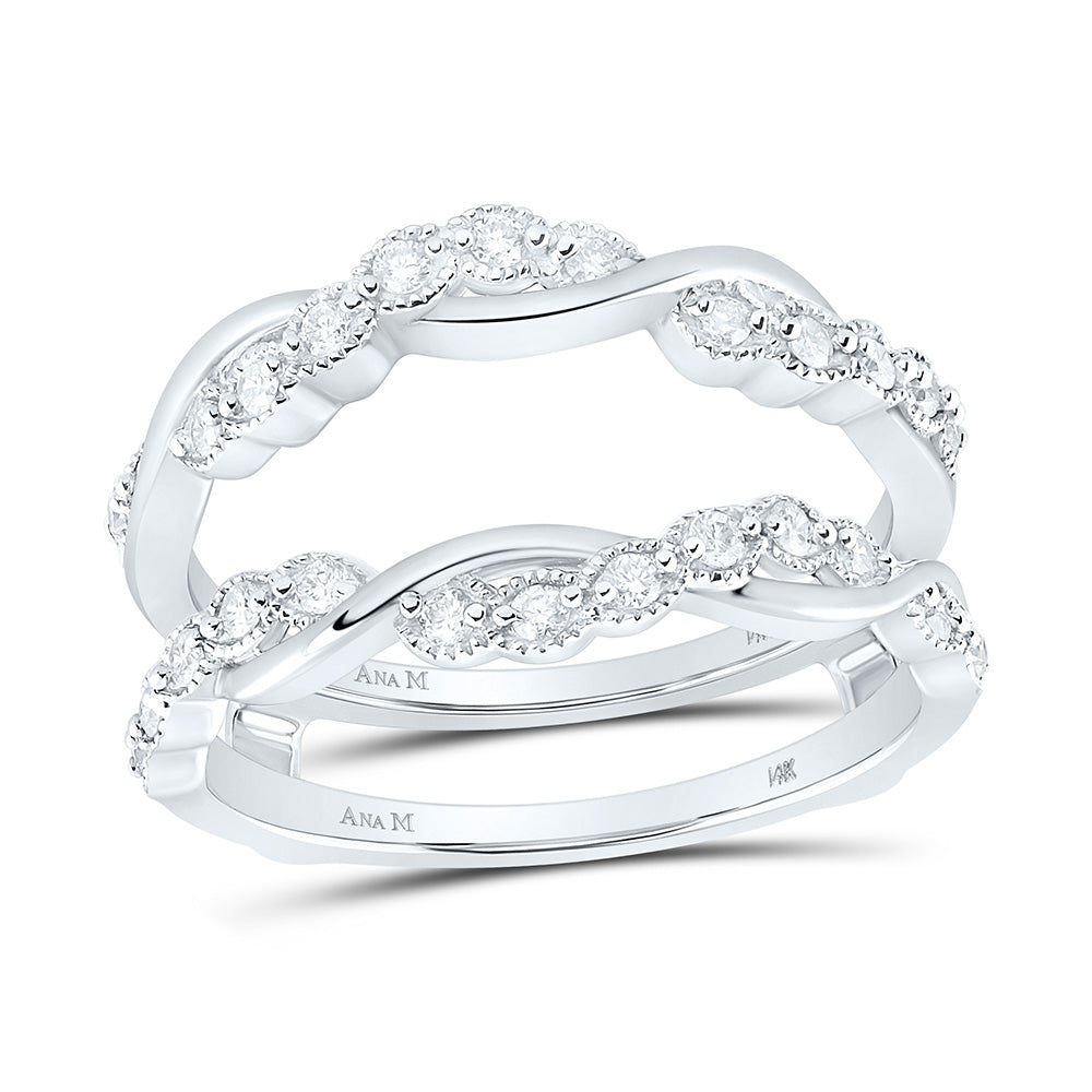 14kt White Gold Womens Round Diamond Wrap Enhancer Wedding Band 1/3 Cttw
