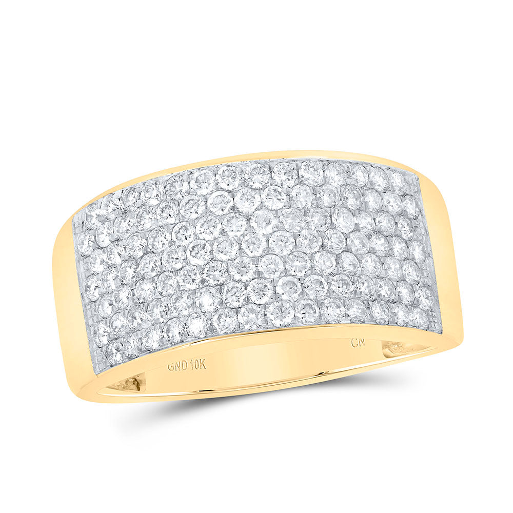 10kt Yellow Gold Womens Round Diamond Pave Band Ring 1-1/2 Cttw