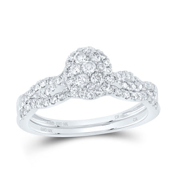 10kt White Gold Round Diamond Bridal Wedding Ring Band Set 1/2 Cttw