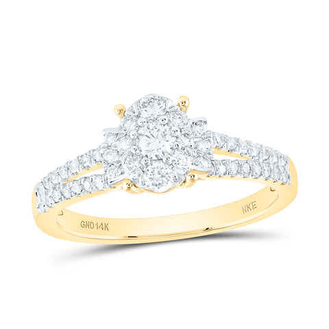 14kt Yellow Gold Womens Round Diamond Fashion Ring 1/2 Cttw