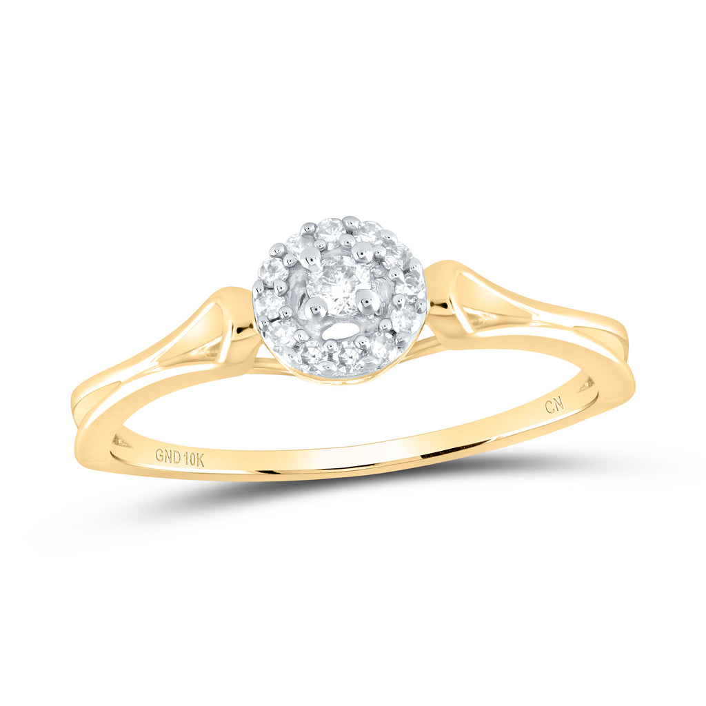 10kt Yellow Gold Womens Round Diamond Solitaire Promise Ring 1/10 Cttw