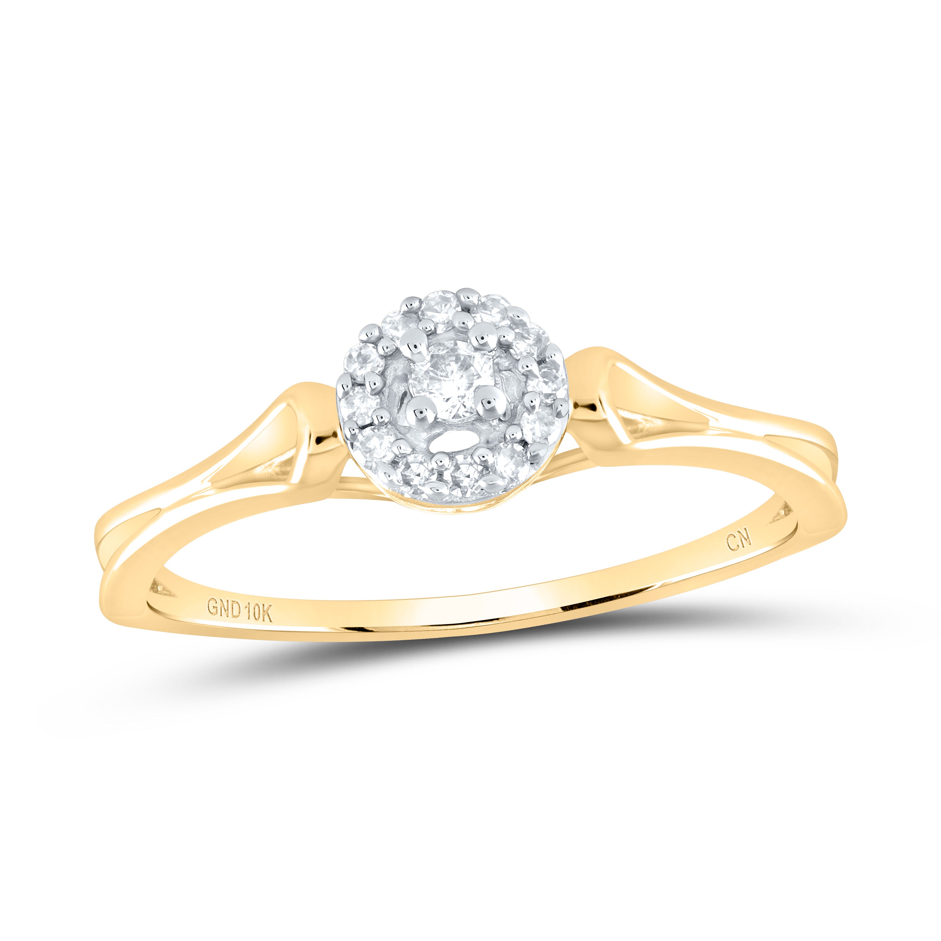 10kt Yellow Gold Womens Round Diamond Solitaire Promise Ring 1/10 Cttw