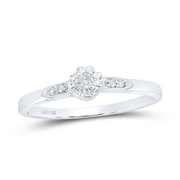 10kt White Gold Round Diamond Solitaire Bridal Wedding Engagement Ring 1/20 Cttw