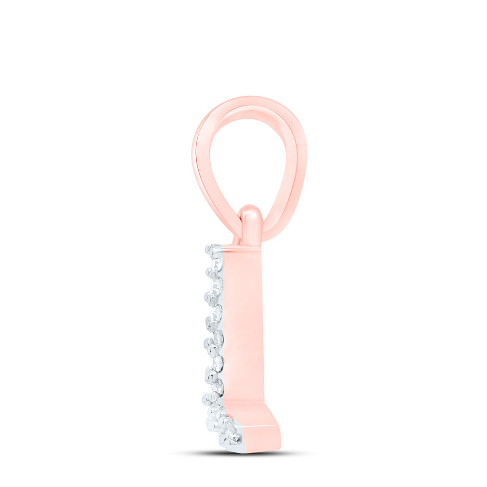 10kt Rose Gold Womens Round Diamond L Initial Letter Pendant .02 Cttw