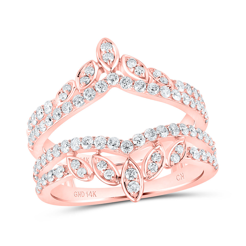14kt Rose Gold Womens Round Diamond Wrap Enhancer Wedding Band 1 Cttw