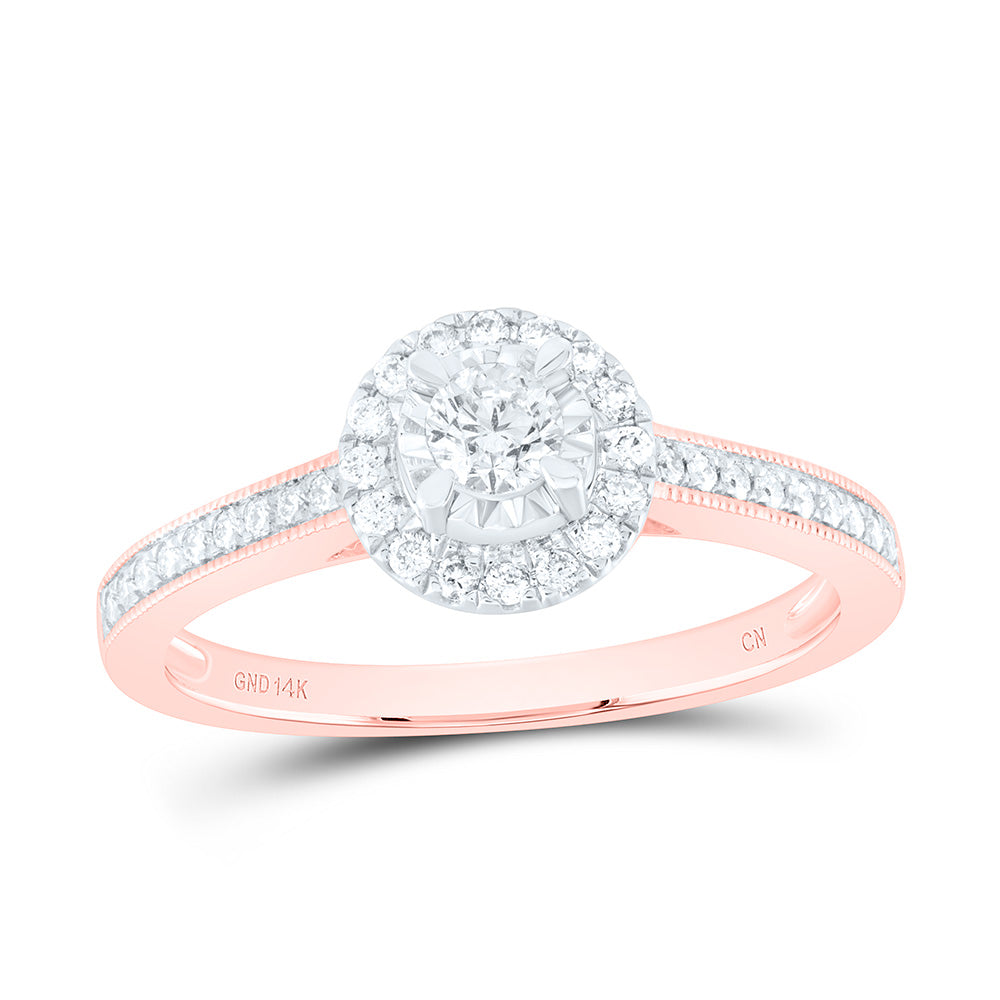 14kt Rose Gold Round Diamond Solitaire Bridal Wedding Engagement Ring 3/8 Cttw