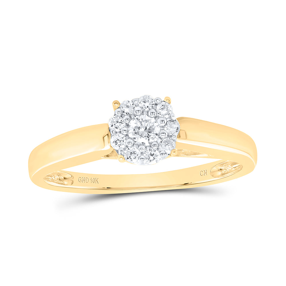 10kt Yellow Gold Round Diamond Solitaire Bridal Wedding Engagement Ring 1/5 Cttw