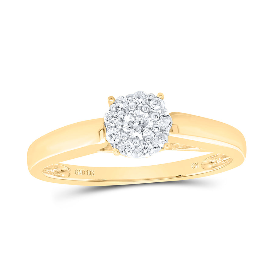 10kt Yellow Gold Round Diamond Solitaire Bridal Wedding Engagement Ring 1/5 Cttw