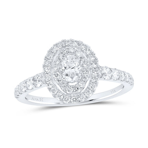 14kt White Gold Oval Diamond Halo Bridal Wedding Engagement Ring 1 Cttw