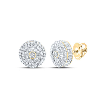 10kt Yellow Gold Baguette Diamond Circle Earrings 3/4 Cttw