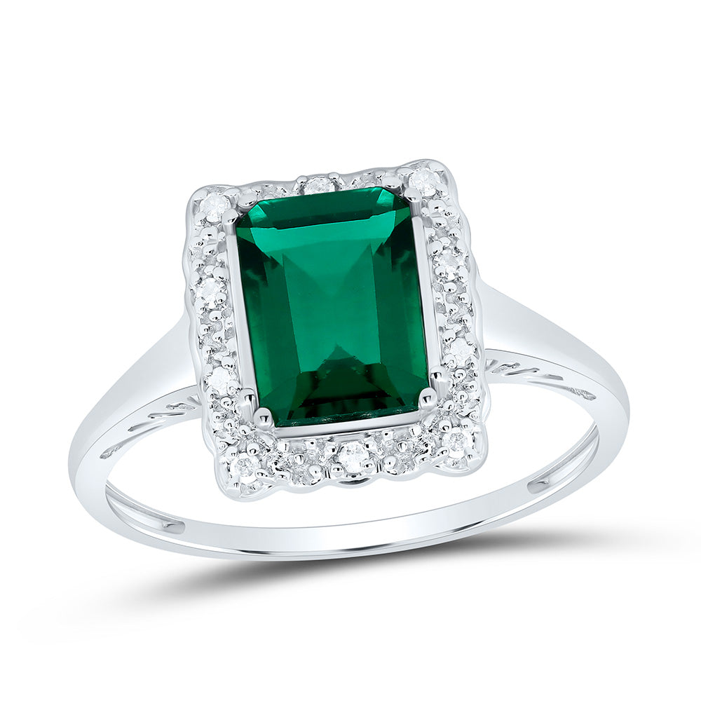 10kt White Gold Womens Emerald Synthetic Emerald Solitaire Ring 1-4/5 Cttw