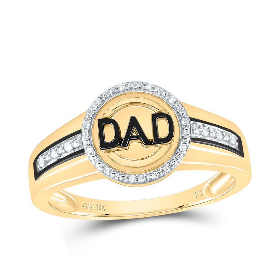 10kt Yellow Gold Mens Round Diamond DAD Circle Ring 1/12 Cttw