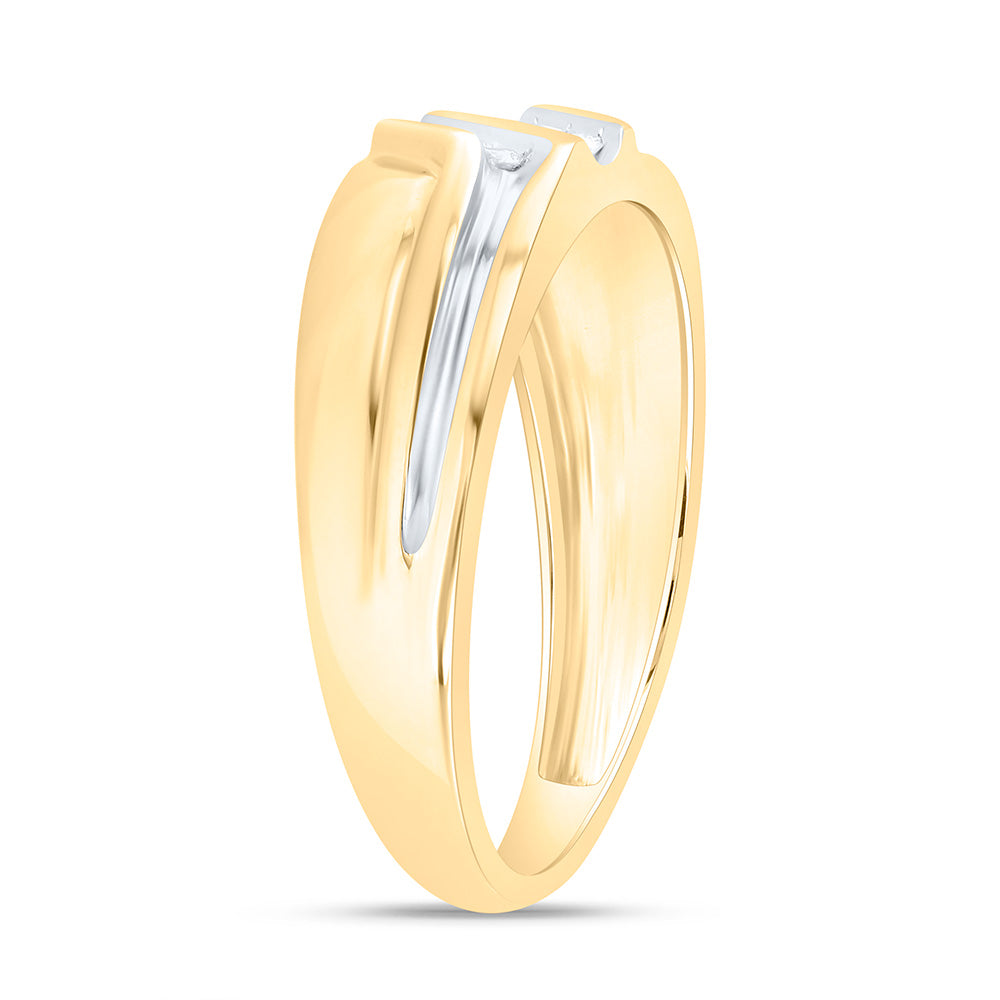 10kt Two-tone Gold Mens Round Diamond Wedding Band Ring 1/8 Cttw