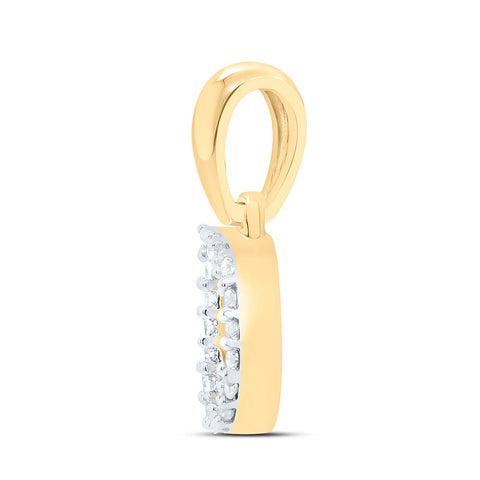 10kt Yellow Gold Womens Round Diamond D Initial Letter Pendant 1/20 Cttw