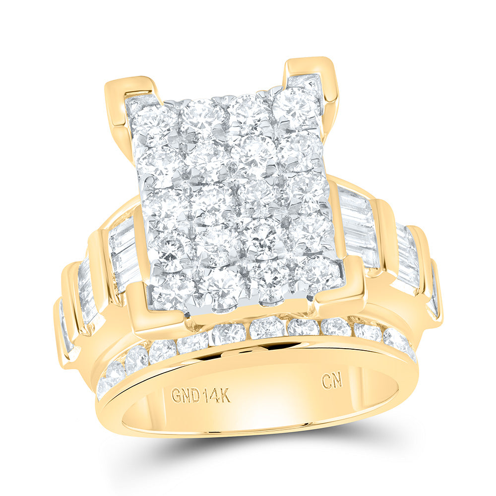 14kt Yellow Gold Round Diamond Cluster Bridal Wedding Engagement Ring 4 Cttw