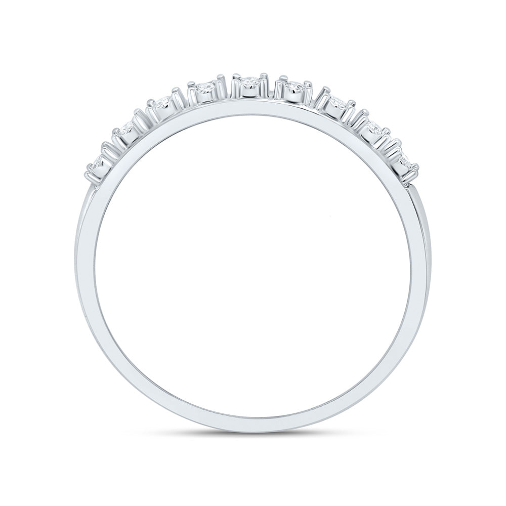 10kt White Gold Womens Round Diamond Illusion-set Band 1/20 Cttw